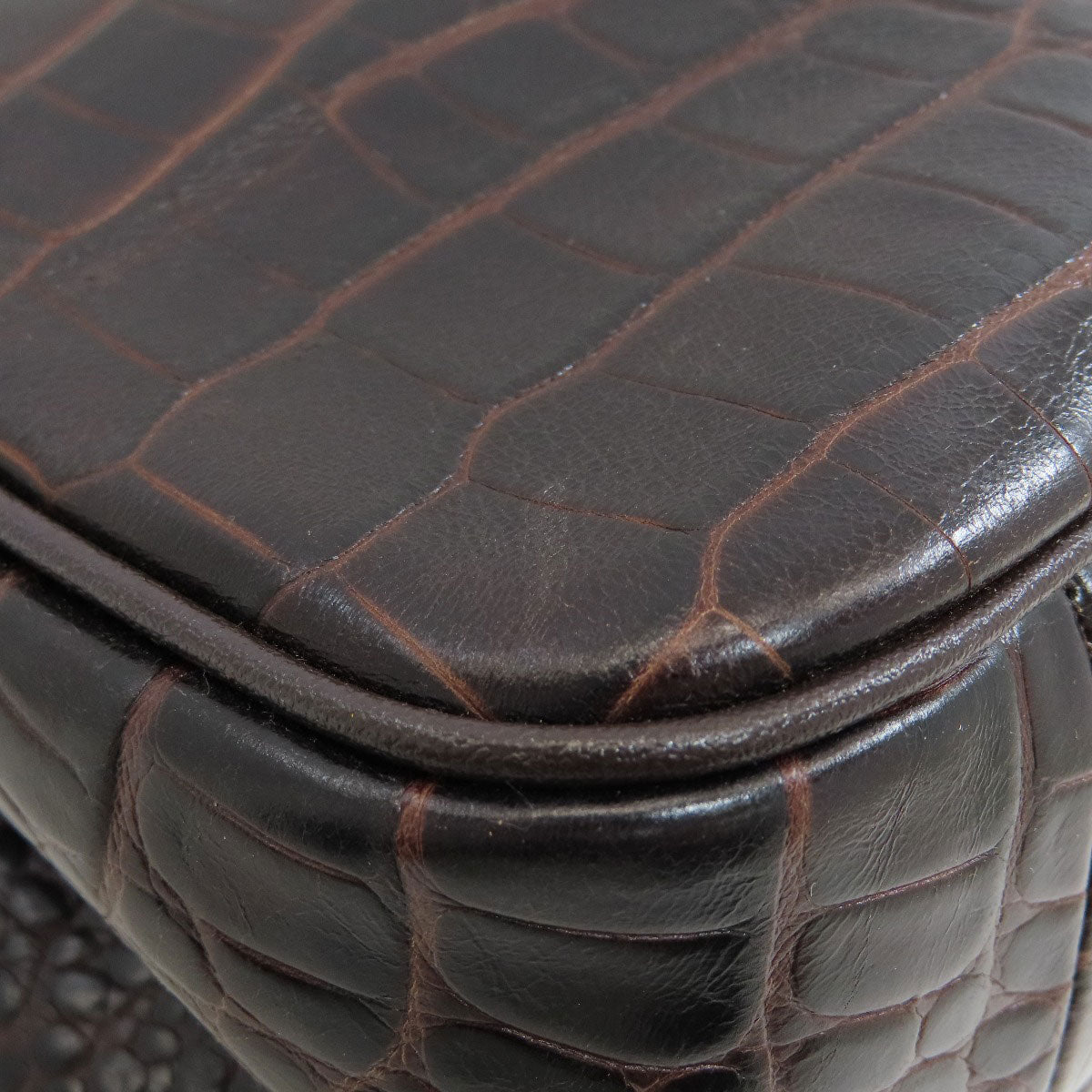 Longchamp Le Roseau Crocodile Embossed Handbag Leather Ladies [Used]