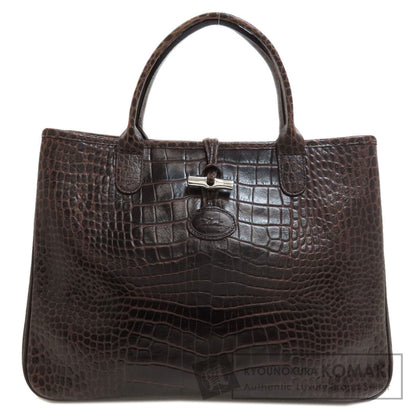Longchamp Le Roseau Crocodile Embossed Handbag Leather Ladies [Used]