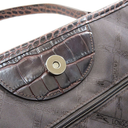 Longchamp Le Roseau Crocodile Embossed Handbag Leather Ladies [Used]