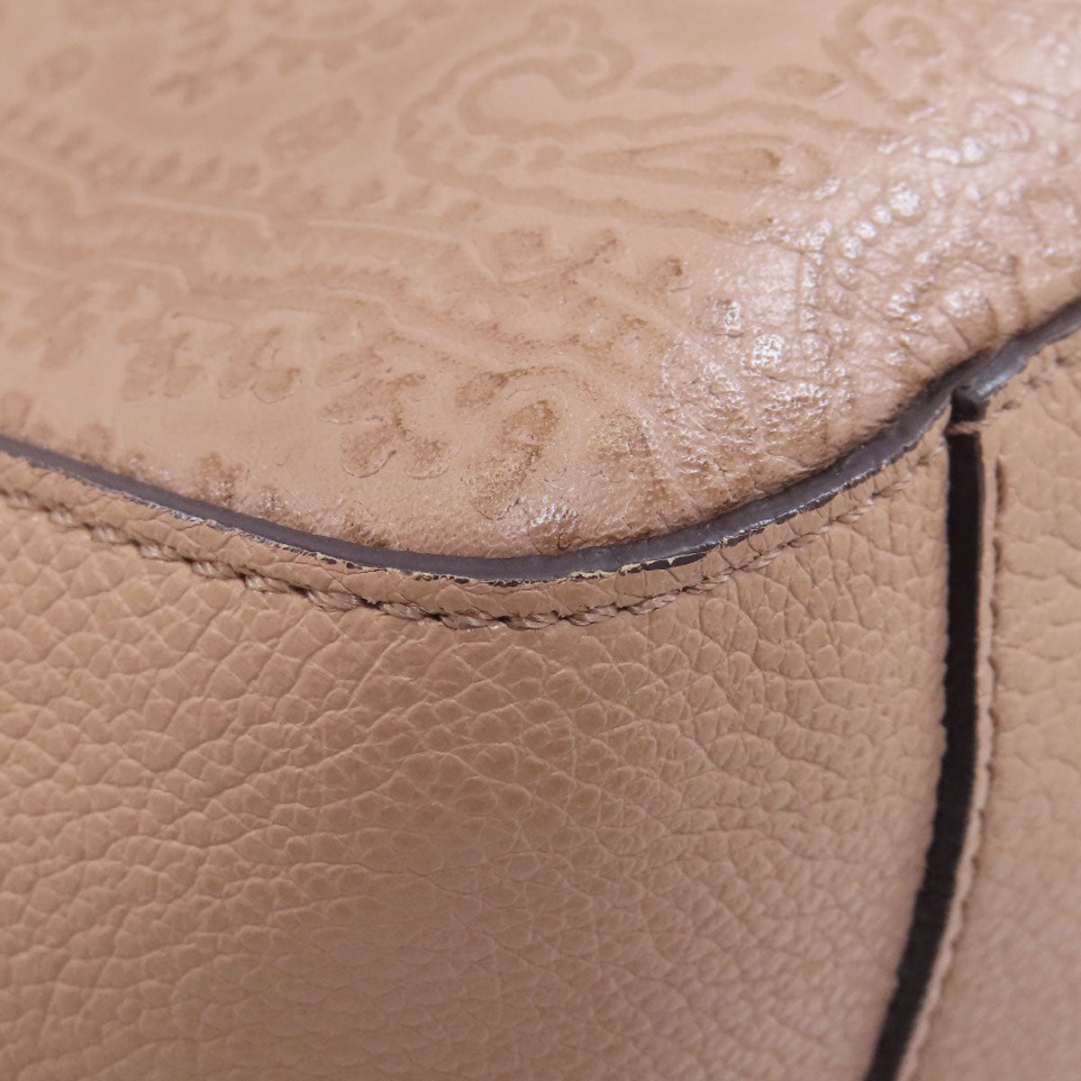 ETRO Paisley pattern embossing Tote Bag Leather Ladies [Used]