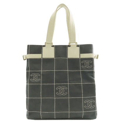 CHANEL Chocolate bar COCO Mark GoldHardware Tote Bag Canvas Ladies [Used]