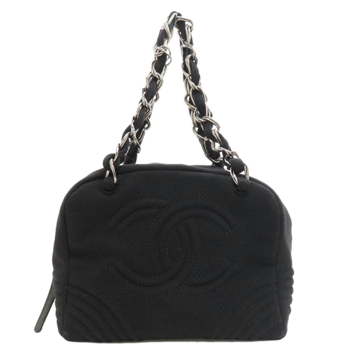 CHANEL COCO Mark SilverHardware Tote Bag Cotton Ladies [Used]