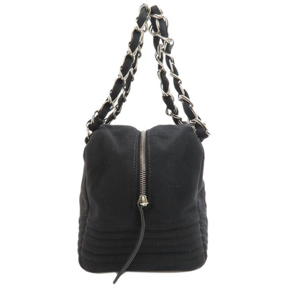 CHANEL COCO Mark SilverHardware Tote Bag Cotton Ladies [Used]