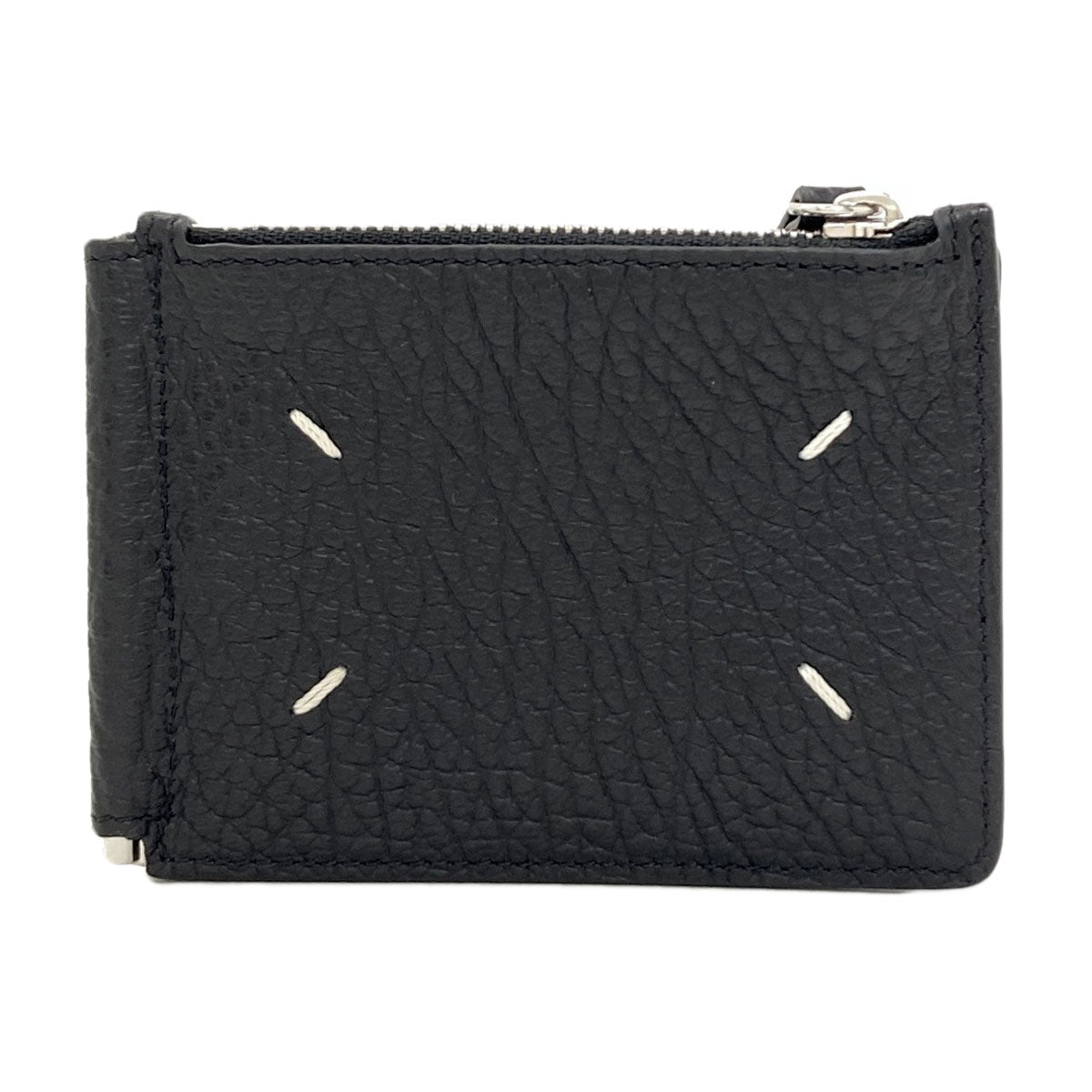 MaisonMargiela Money clip with 4 stitches Bifold Wallet with Coin Pocket Leather mens [Used]
