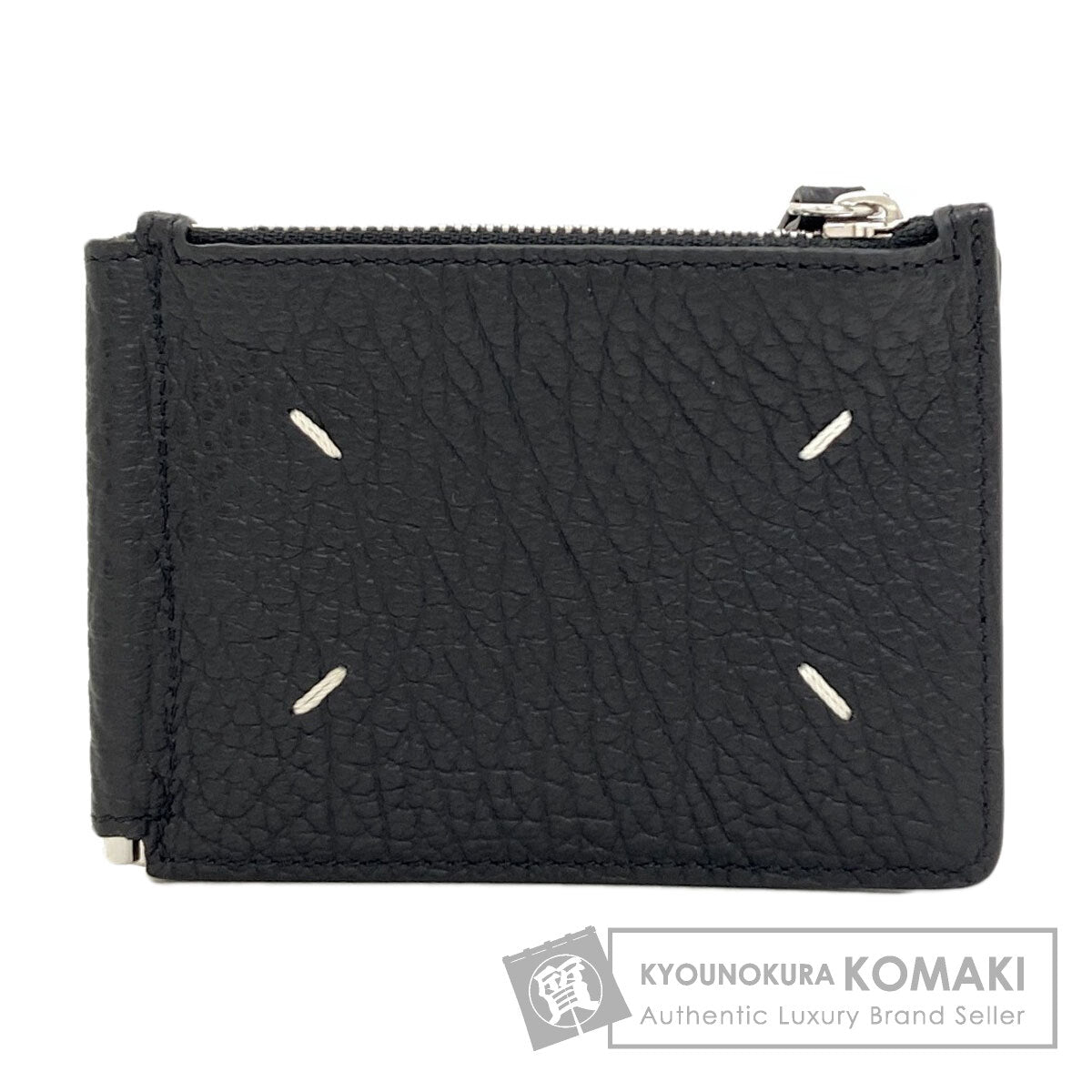 MaisonMargiela Money clip with 4 stitches Bifold Wallet with Coin Pocket Leather mens [Used]