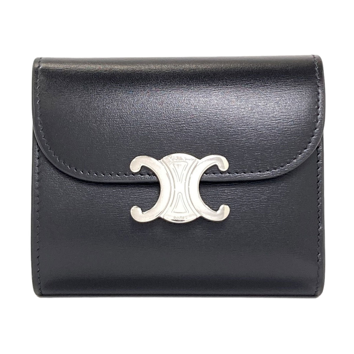 CELINE Small flap wallet Triomphe Tri-fold wallet (with Coin Pocket) Leather Ladies [Used]