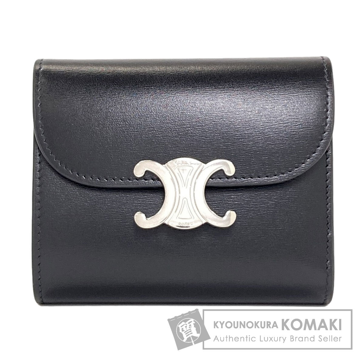 CELINE Small flap wallet Triomphe Tri-fold wallet (with Coin Pocket) Leather Ladies [Used]