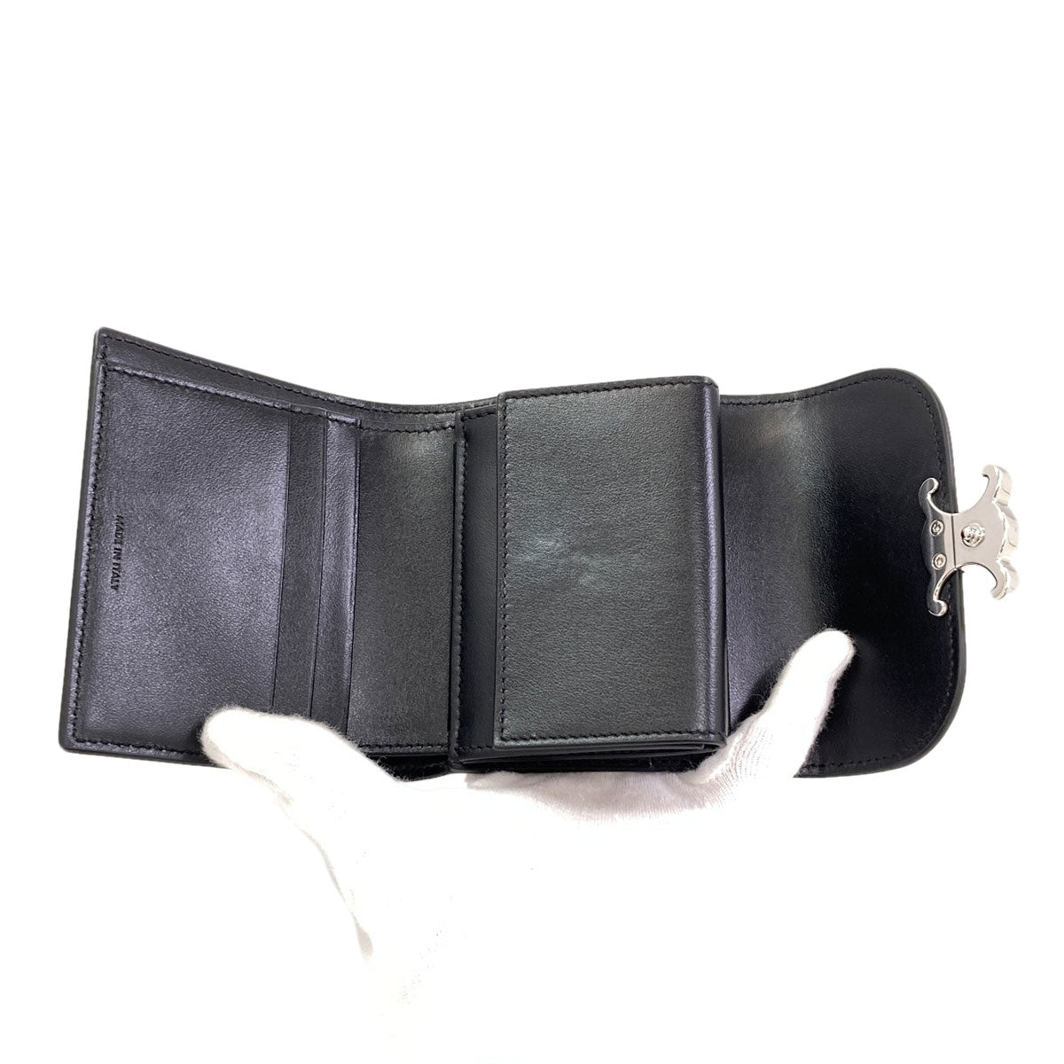 CELINE Small flap wallet Triomphe Tri-fold wallet (with Coin Pocket) Leather Ladies [Used]