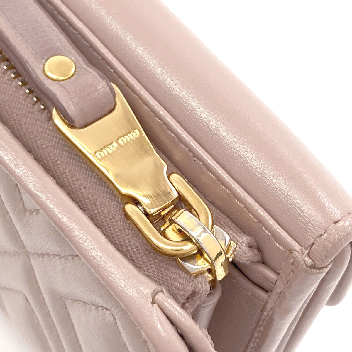 MIUMIU logo Bifold Wallet with Coin Pocket Leather Ladies [Used]