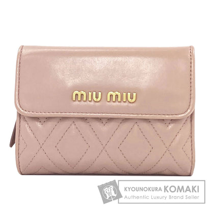 MIUMIU logo Bifold Wallet with Coin Pocket Leather Ladies [Used]