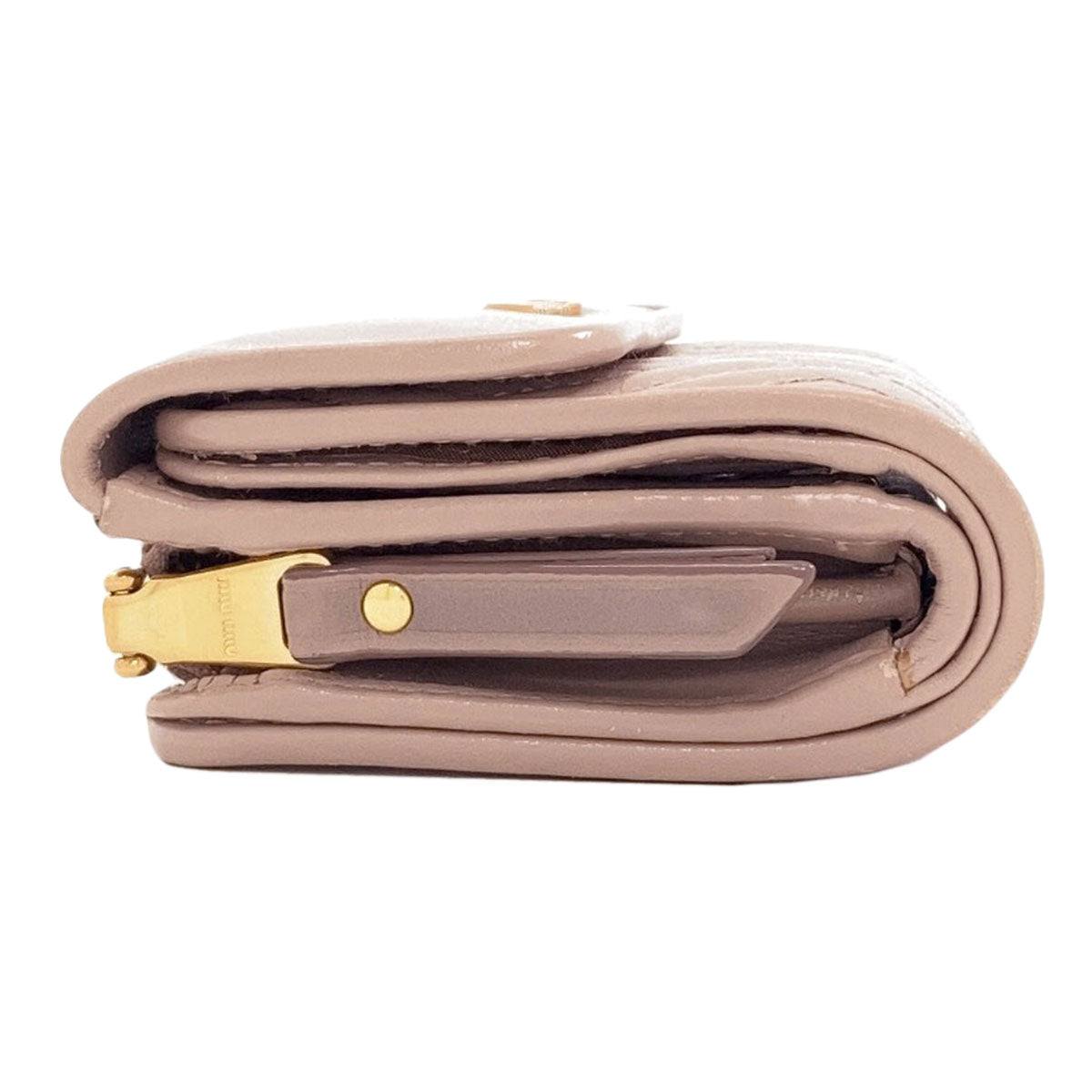 MIUMIU logo Bifold Wallet with Coin Pocket Leather Ladies [Used]