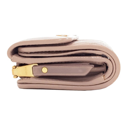 MIUMIU logo Bifold Wallet with Coin Pocket Leather Ladies [Used]
