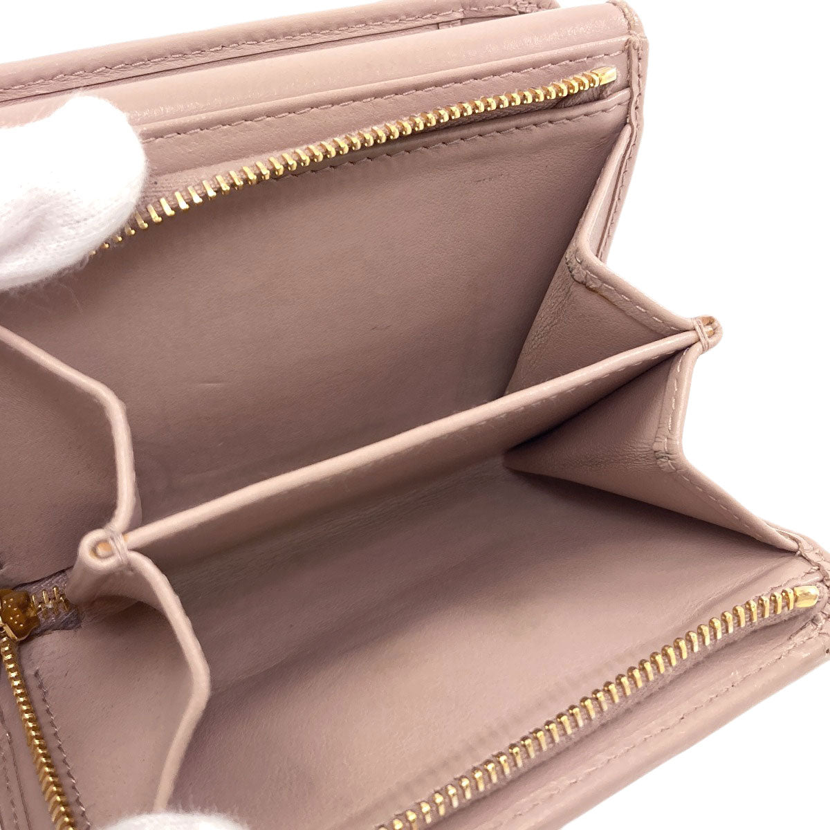 MIUMIU logo Bifold Wallet with Coin Pocket Leather Ladies [Used]