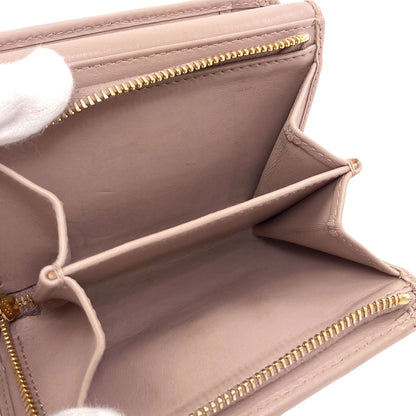 MIUMIU logo Bifold Wallet with Coin Pocket Leather Ladies [Used]