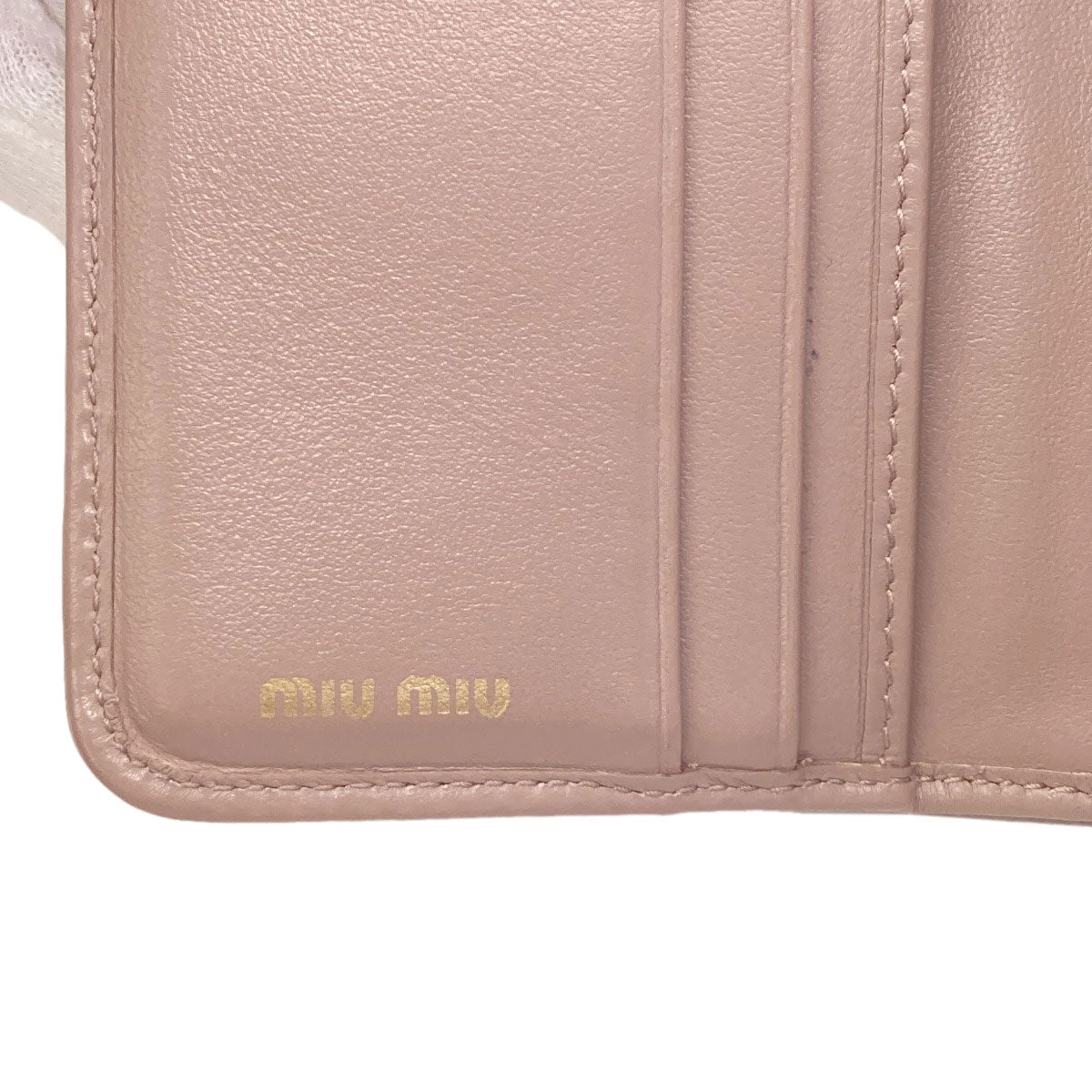 MIUMIU logo Bifold Wallet with Coin Pocket Leather Ladies [Used]