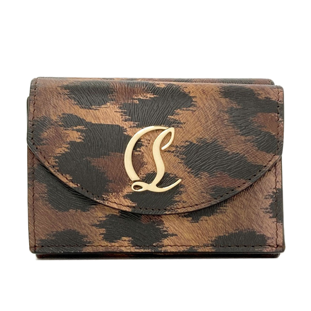Christian Louboutin Leopard pattern Tri-fold wallet (with Coin Pocket) Leather Ladies [Used]