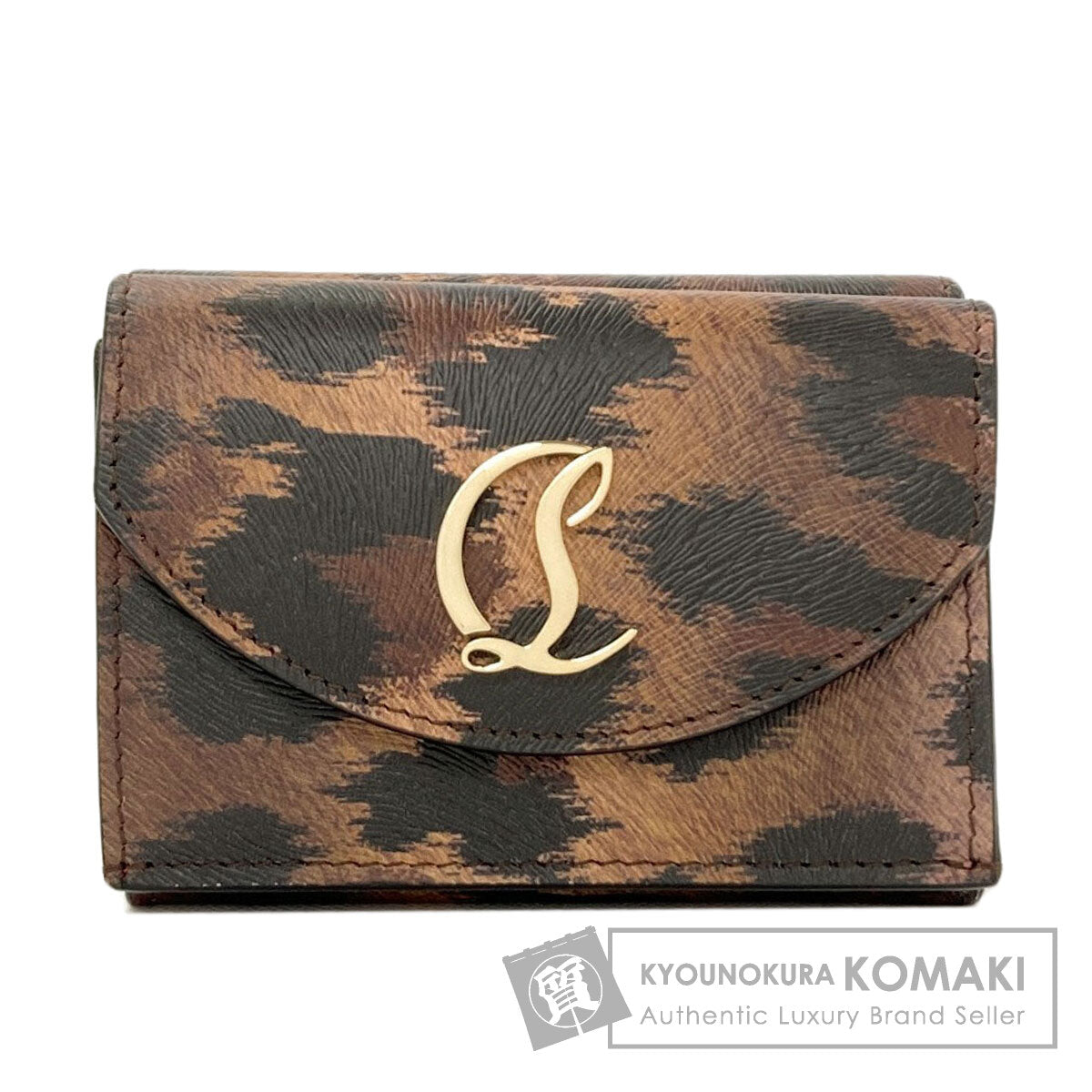 Christian Louboutin Leopard pattern Tri-fold wallet (with Coin Pocket) Leather Ladies [Used]