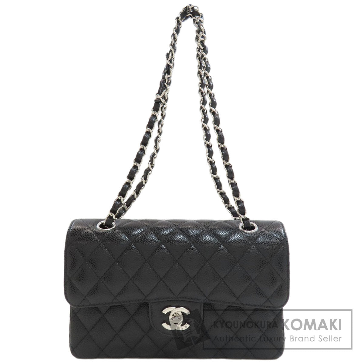 CHANEL Matelasse23 Double Flap SilverHardware Shoulder Bag Grained Calfskin Skin Ladies [Used]