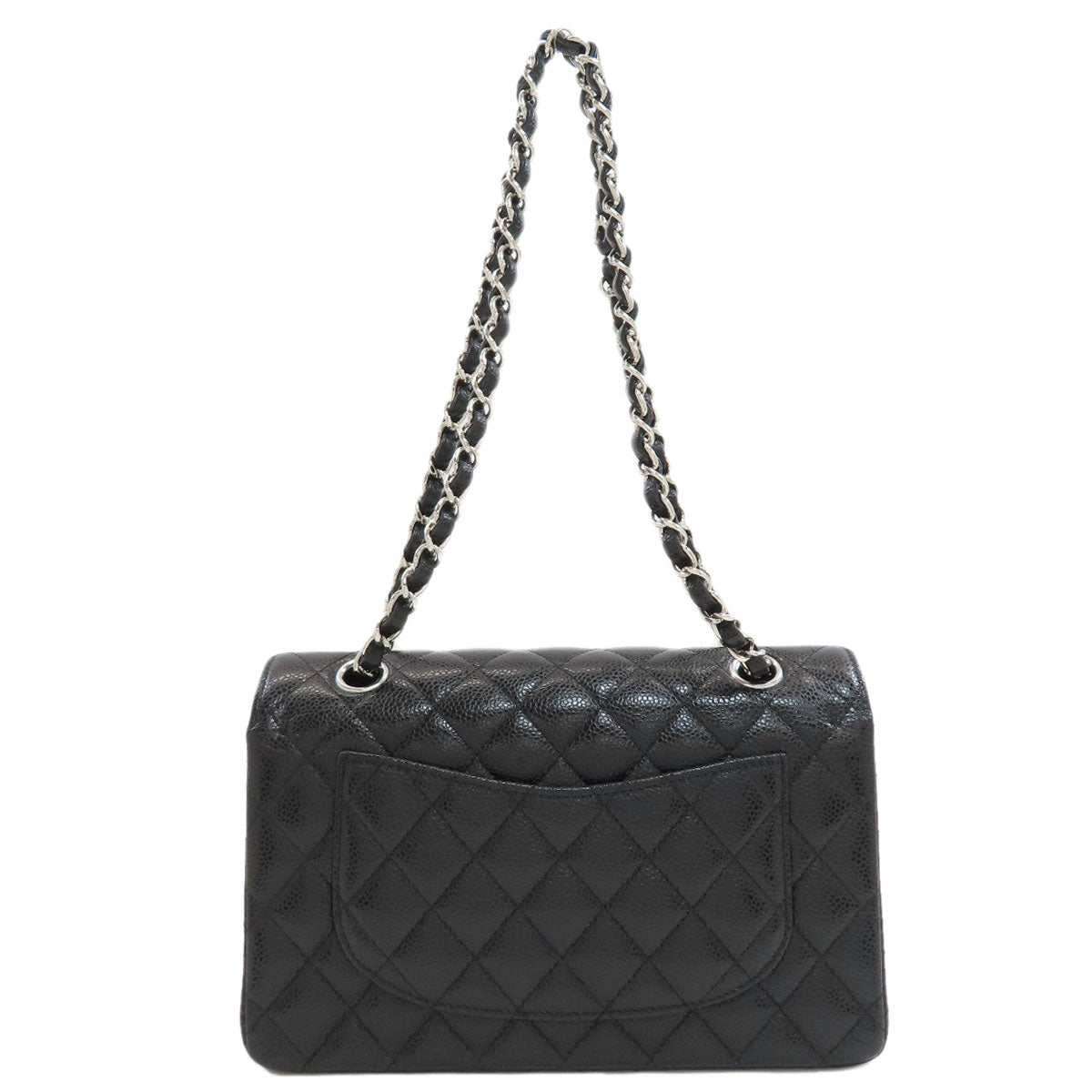 CHANEL Matelasse23 Double Flap SilverHardware Shoulder Bag Grained Calfskin Skin Ladies [Used]