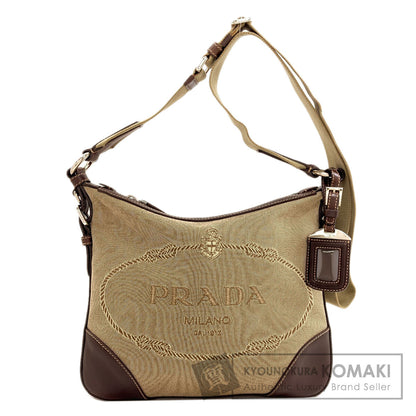 PRADA BT0534 Long Shoulder Logo Jacquard Shoulder Bag Canvas LeatherLadies [Used]