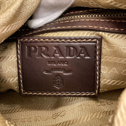 PRADA BT0534 Long Shoulder Logo Jacquard Shoulder Bag Canvas LeatherLadies [Used]