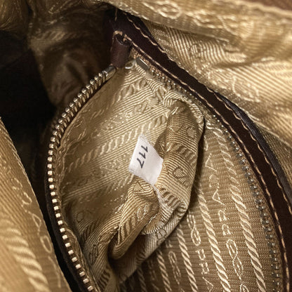 PRADA BT0534 Long Shoulder Logo Jacquard Shoulder Bag Canvas LeatherLadies [Used]