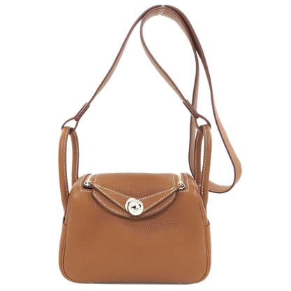 HERMES Mini Lindy Gold Silver Hardware Handbag Taurillon Clemence Ladies [Used]