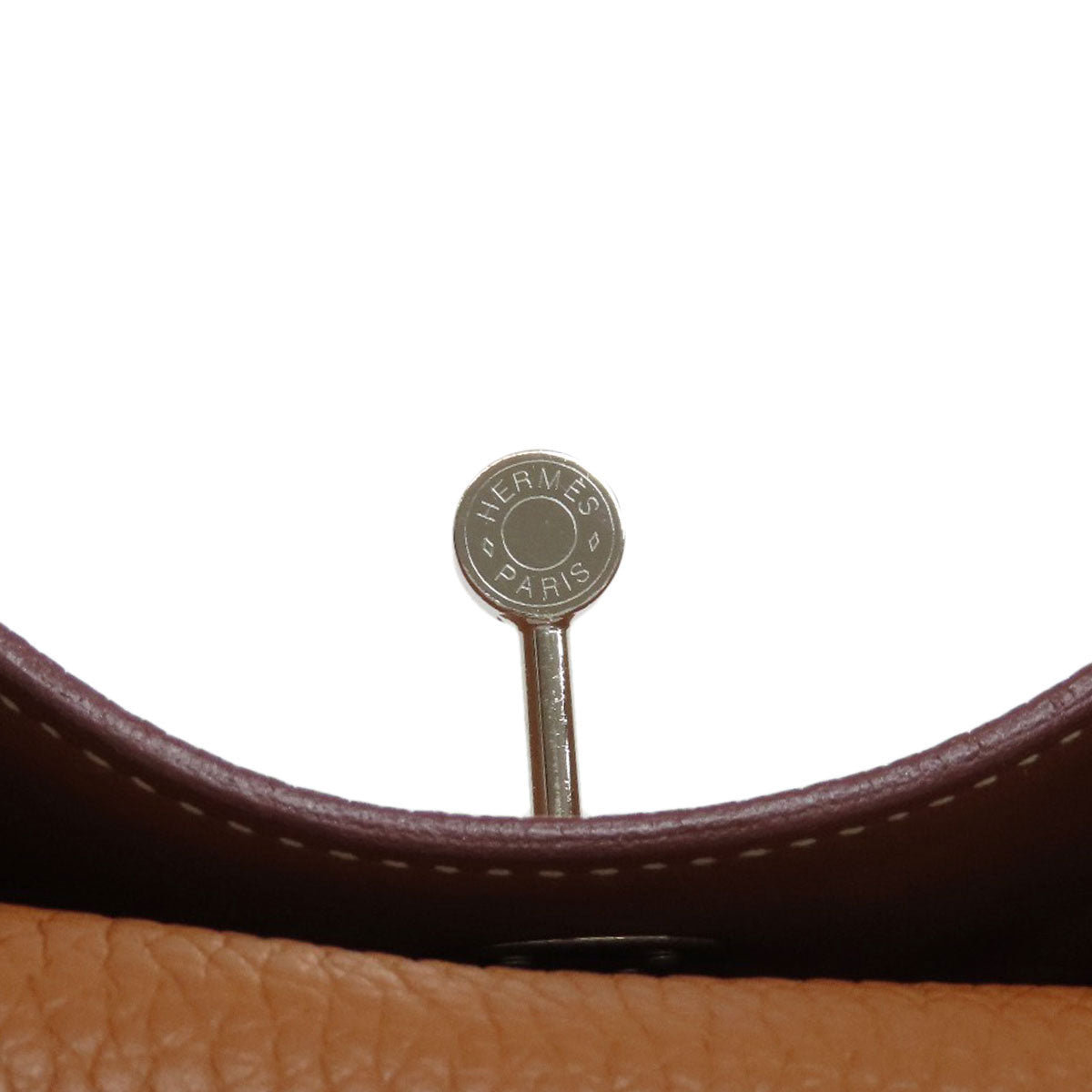 HERMES Mini Lindy Gold Silver Hardware Handbag Taurillon Clemence Ladies [Used]