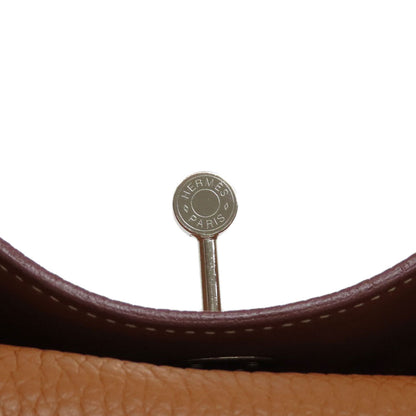 HERMES Mini Lindy Gold Silver Hardware Handbag Taurillon Clemence Ladies [Used]