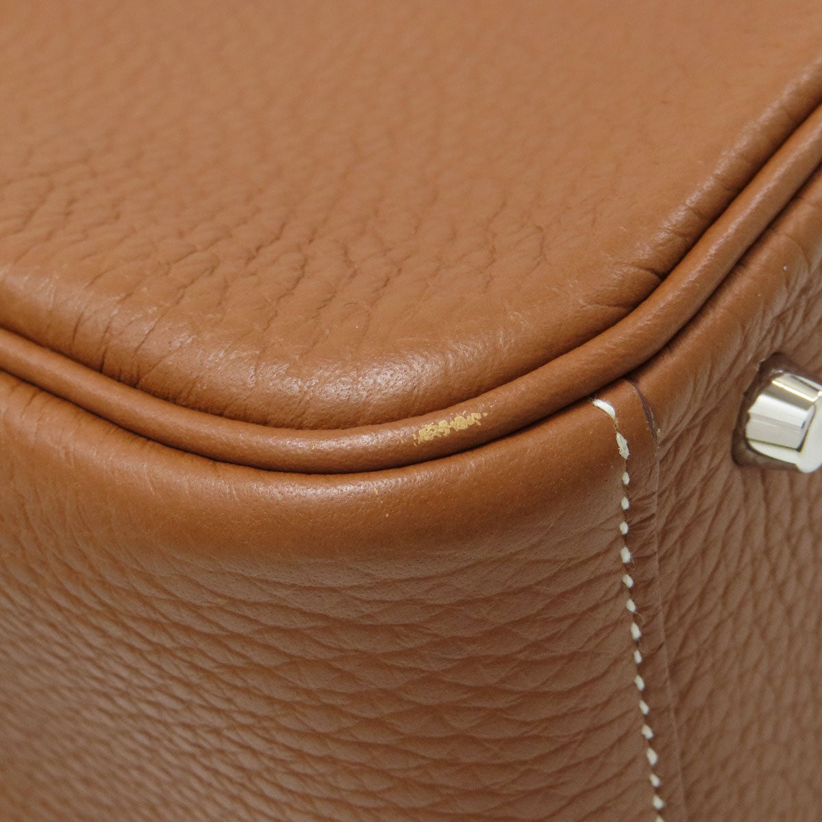 HERMES Mini Lindy Gold Silver Hardware Handbag Taurillon Clemence Ladies [Used]
