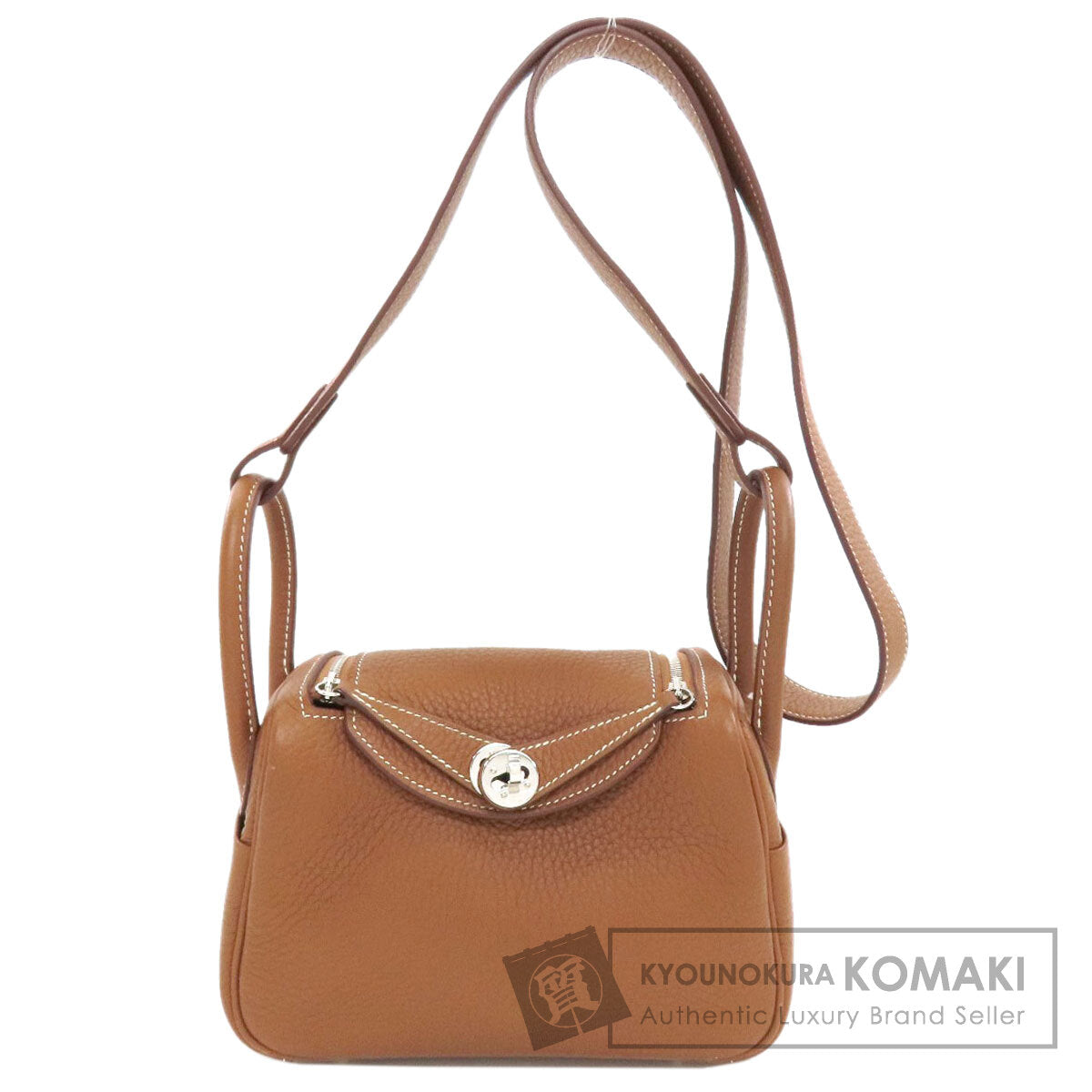 HERMES Mini Lindy Gold Silver Hardware Handbag Taurillon Clemence Ladies [Used]