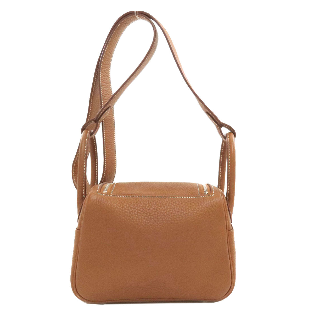 HERMES Mini Lindy Gold Silver Hardware Handbag Taurillon Clemence Ladies [Used]
