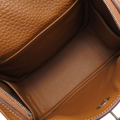 HERMES Mini Lindy Gold Silver Hardware Handbag Taurillon Clemence Ladies [Used]