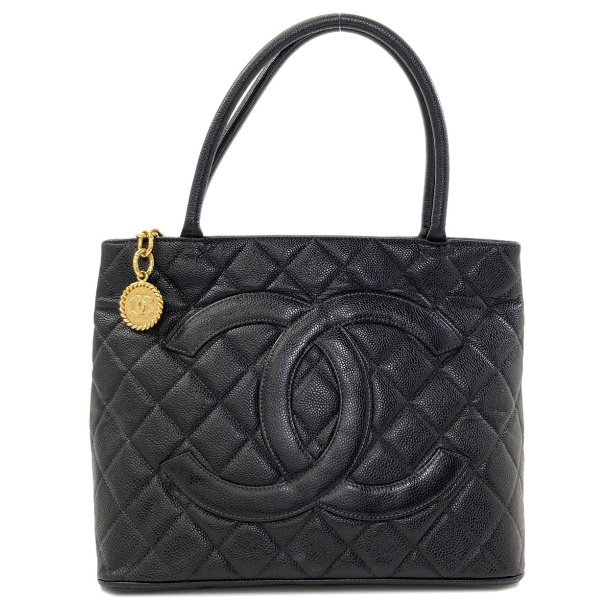 CHANEL Medallion GoldHardware Tote Bag Grained Calfskin Skin Ladies [Used]