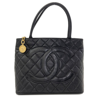 CHANEL Medallion GoldHardware Tote Bag Grained Calfskin Skin Ladies [Used]