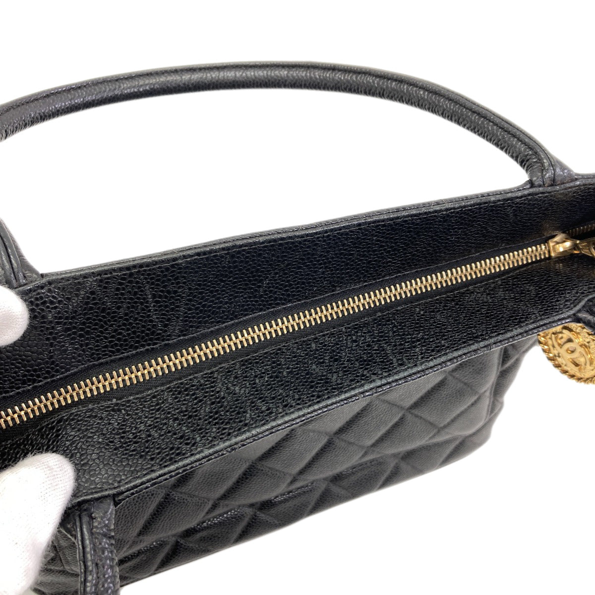 CHANEL Medallion GoldHardware Tote Bag Grained Calfskin Skin Ladies [Used]