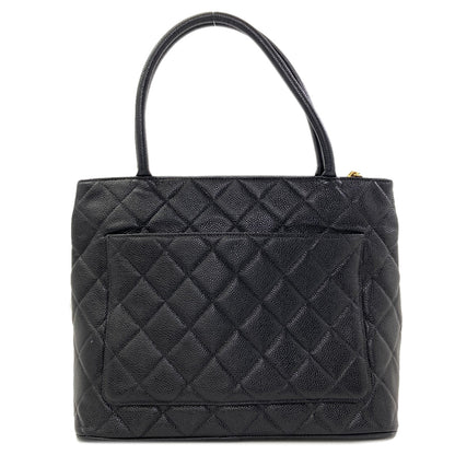 CHANEL Medallion GoldHardware Tote Bag Grained Calfskin Skin Ladies [Used]