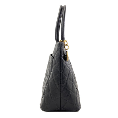 CHANEL Medallion GoldHardware Tote Bag Grained Calfskin Skin Ladies [Used]