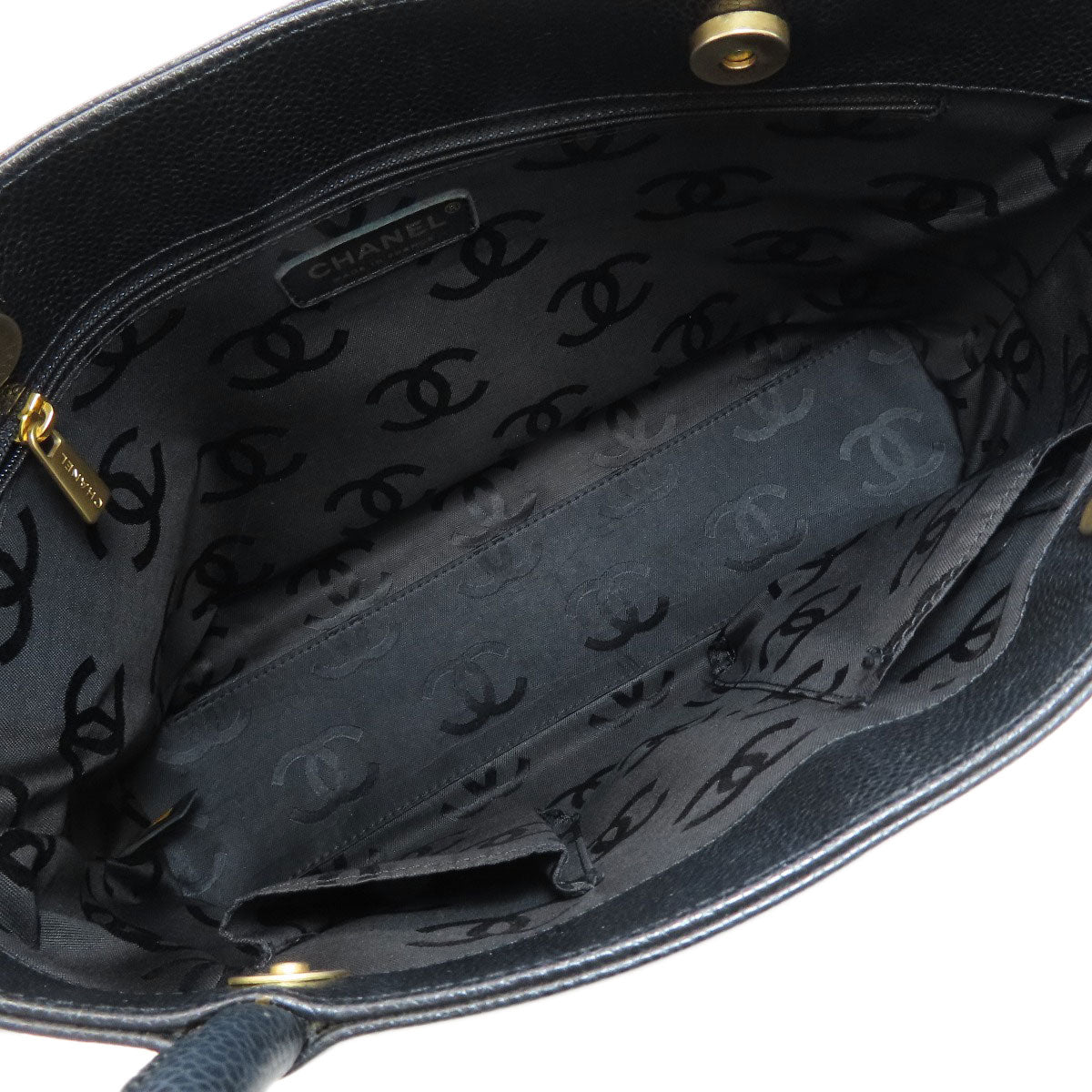 CHANEL COCO Mark GoldHardware Tote Bag Grained Calfskin Skin Ladies [Used]