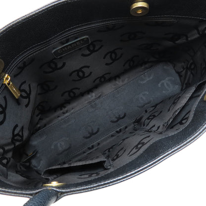 CHANEL COCO Mark GoldHardware Tote Bag Grained Calfskin Skin Ladies [Used]