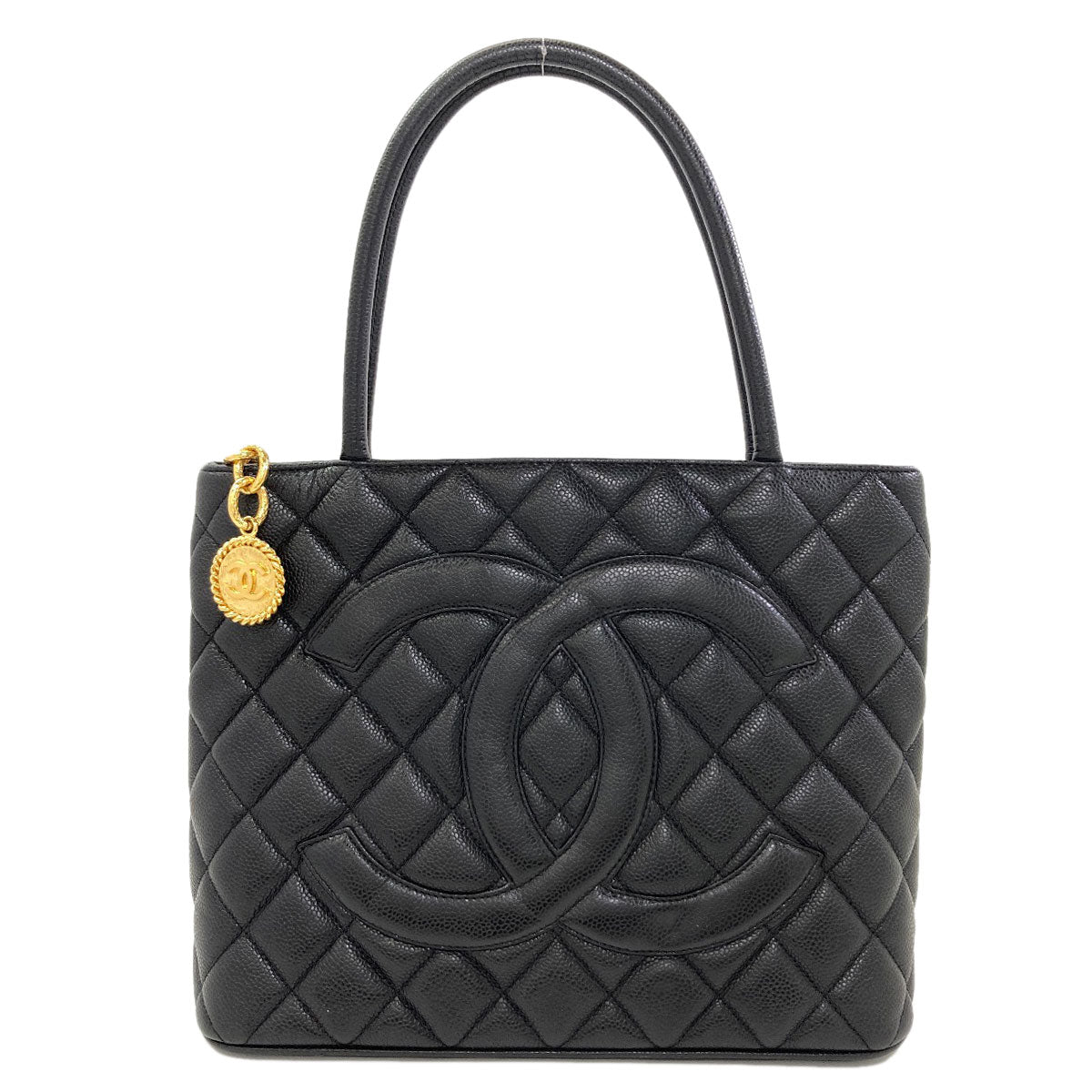CHANEL Medallion GoldHardware Tote Bag Grained Calfskin Skin Ladies [Used]