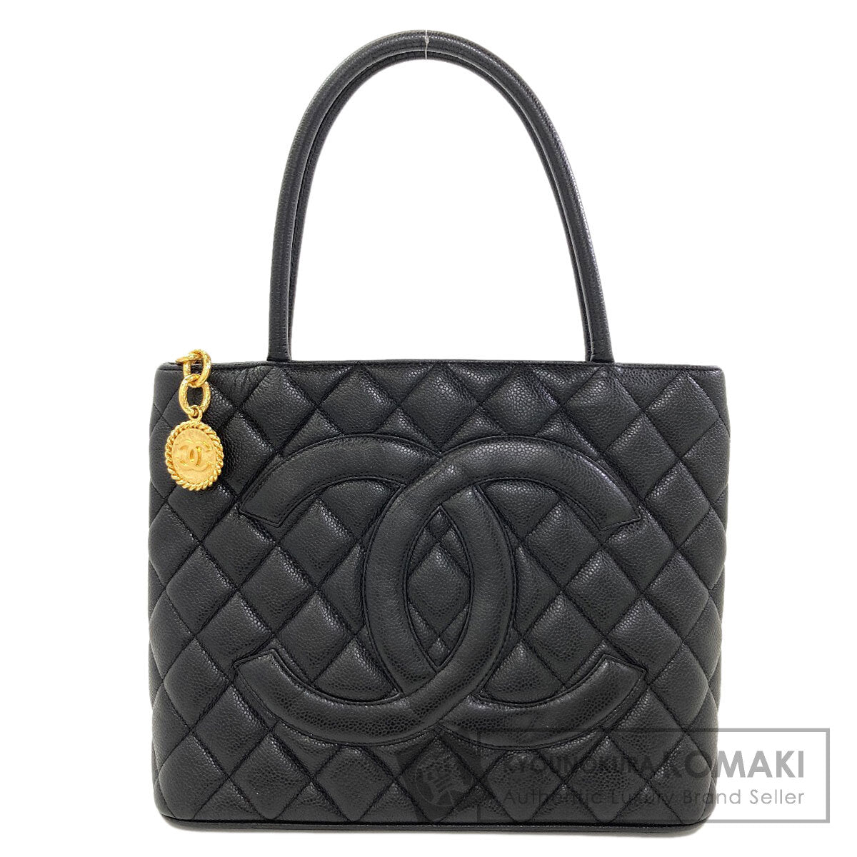 CHANEL Medallion GoldHardware Tote Bag Grained Calfskin Skin Ladies [Used]