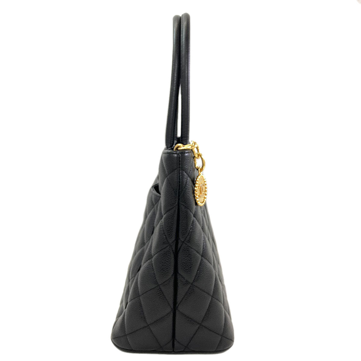 CHANEL Medallion GoldHardware Tote Bag Grained Calfskin Skin Ladies [Used]