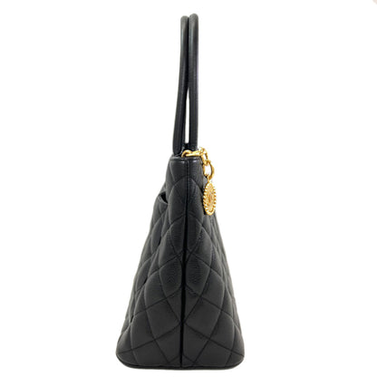 CHANEL Medallion GoldHardware Tote Bag Grained Calfskin Skin Ladies [Used]