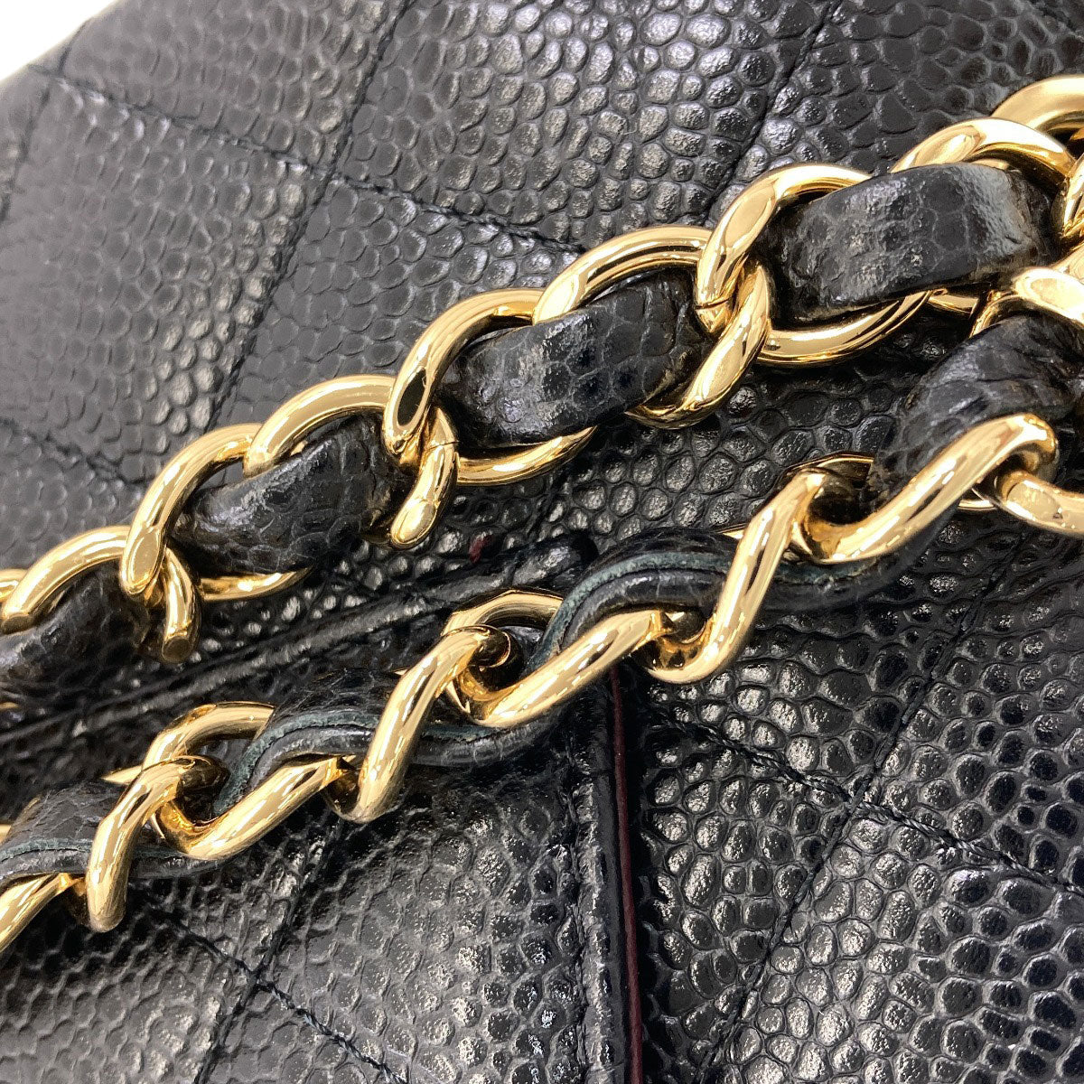CHANEL Chain Shoulder Matelasse Double Flap Gold Hardware Shoulder Bag Grained Calfskin Skin Ladies [Used]