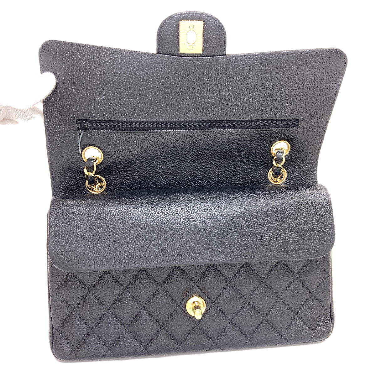 CHANEL Chain Shoulder Matelasse Double Flap Gold Hardware Shoulder Bag Grained Calfskin Skin Ladies [Used]