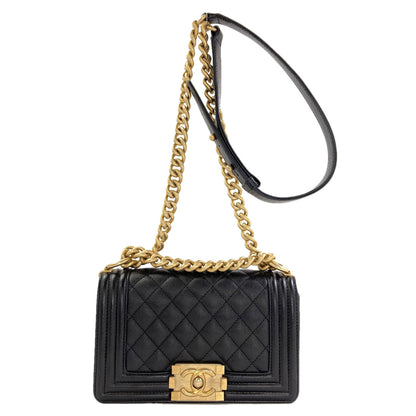CHANEL Boy Chanel ChainShoulder GoldHardware Shoulder Bag Grained Calfskin Skin Ladies [Used]