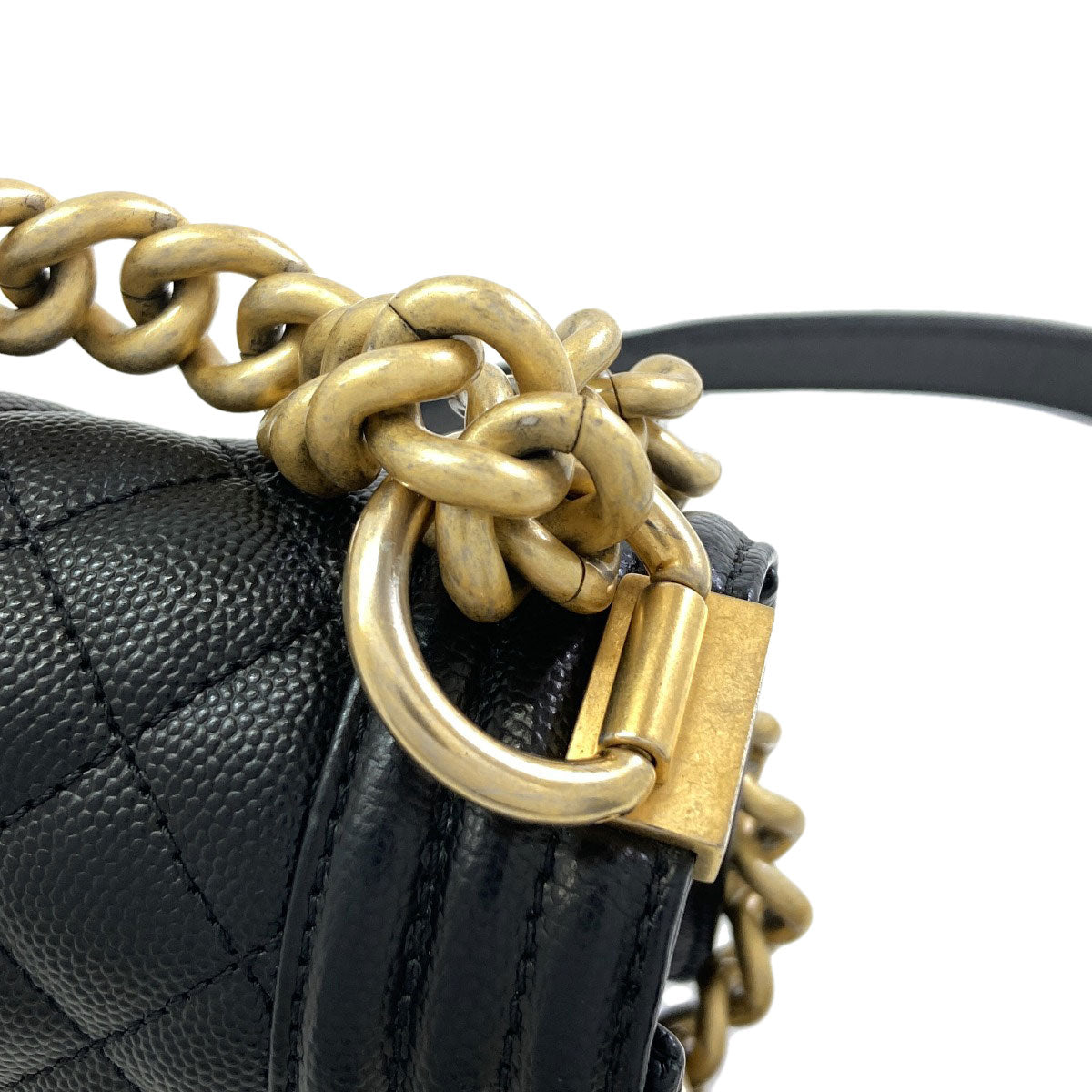 CHANEL Boy Chanel ChainShoulder GoldHardware Shoulder Bag Grained Calfskin Skin Ladies [Used]