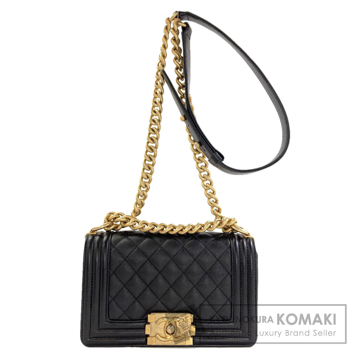 CHANEL Boy Chanel ChainShoulder GoldHardware Shoulder Bag Grained Calfskin Skin Ladies [Used]