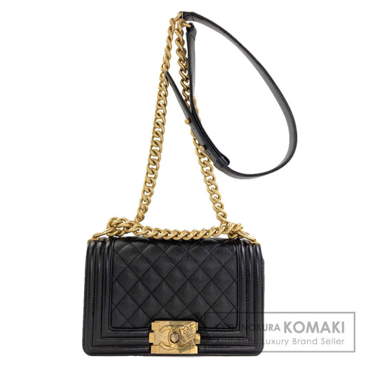 CHANEL Boy Chanel ChainShoulder GoldHardware Shoulder Bag Grained Calfskin Skin Ladies [Used]